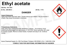 Example of a label with two pictograms, printed on stock with two diamonds.