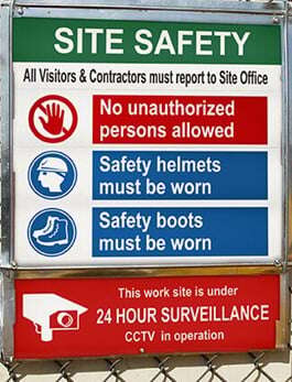 Sign reminds construction workers of safety PPE.