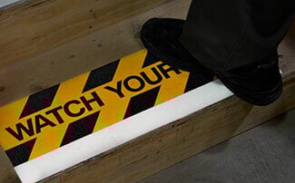 watch your step floor tape step