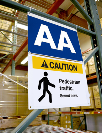 Caution sign alerts pedestrian traffic